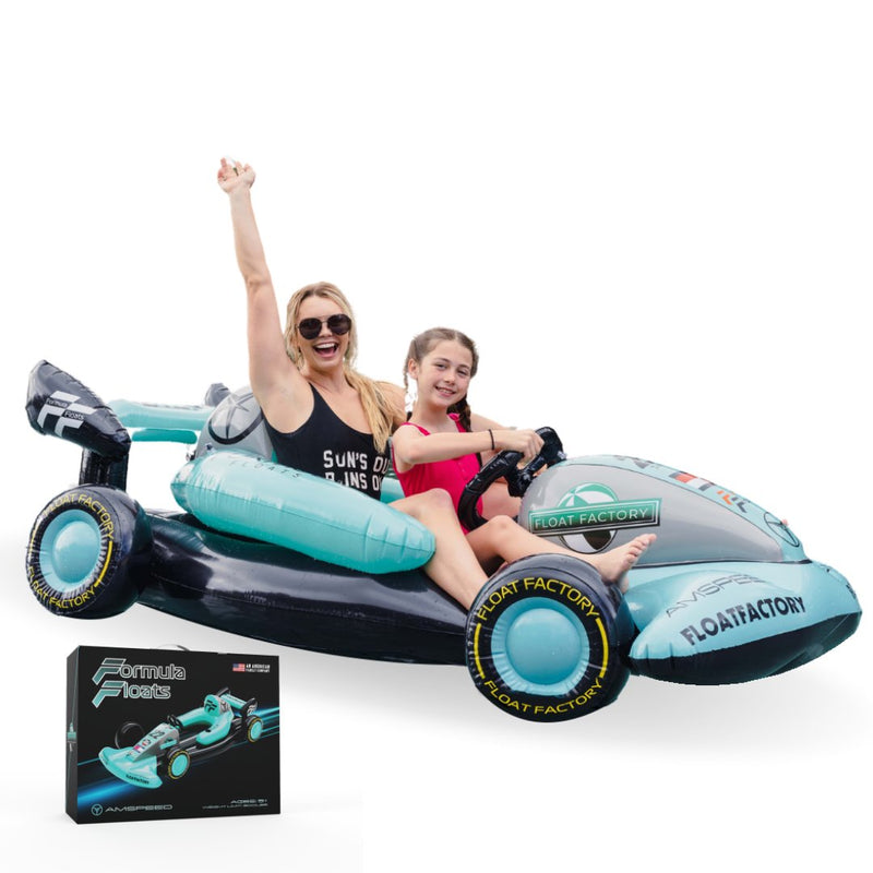 Teal Racing Pool Float | Winter Sled - Float Factory